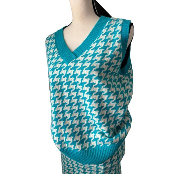 NWT Callahan Ollie Vest & Tash Skirt Matching Set Womens S Turquoise Houndstooth - Picture 7 of 9